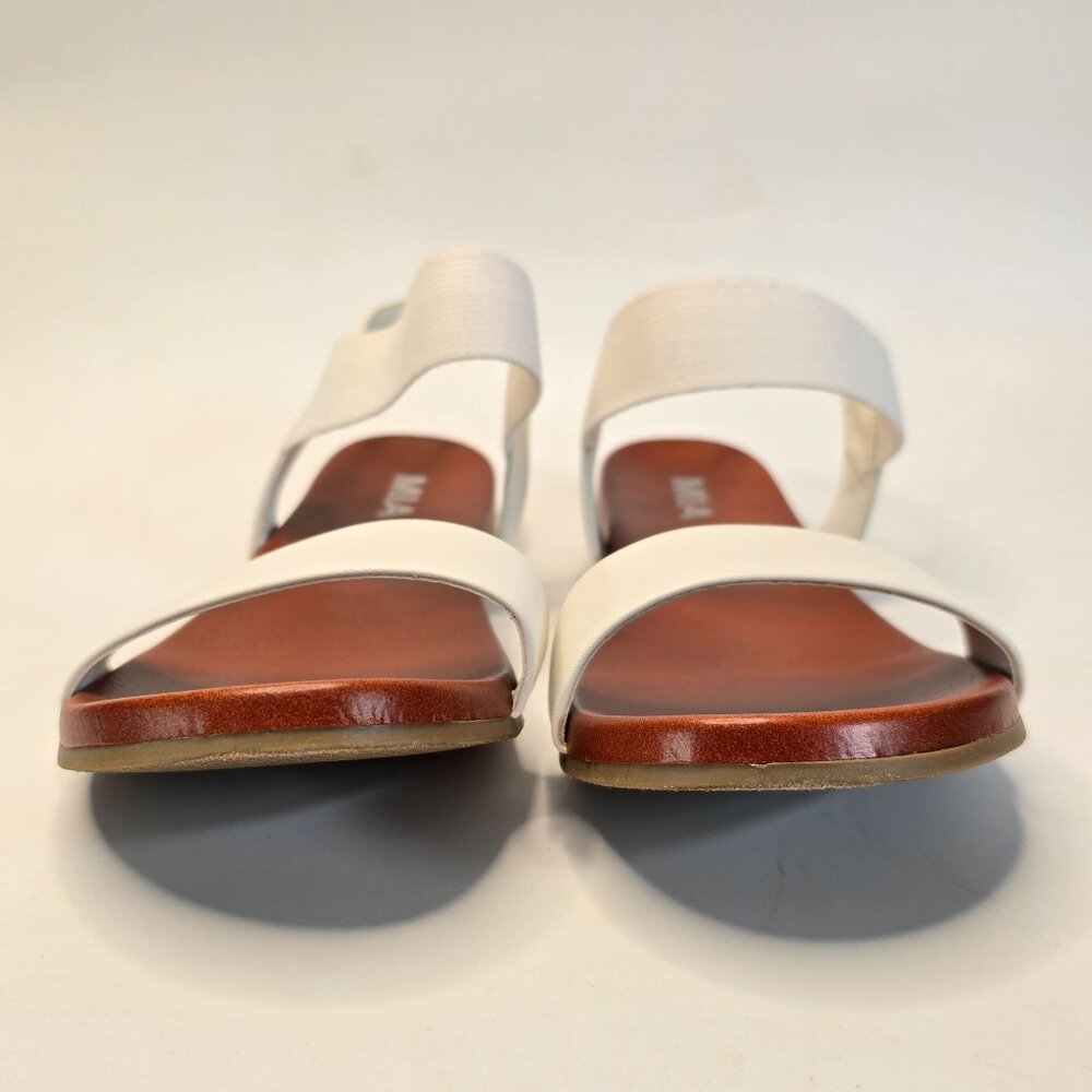 MIA Flat Elastic Strap Sandals Size 8 White Faux Leather Casual Summer Shoes NIB - Picture 4 of 9